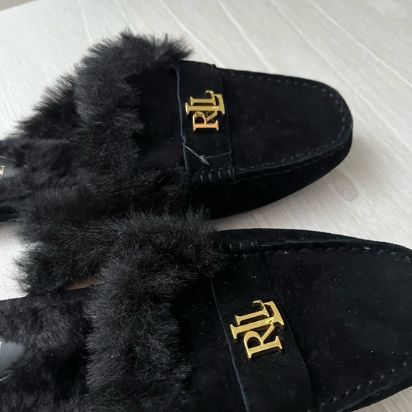 Ralph Lauren Black Loafers with Gold Accents - Picture 1 of 4